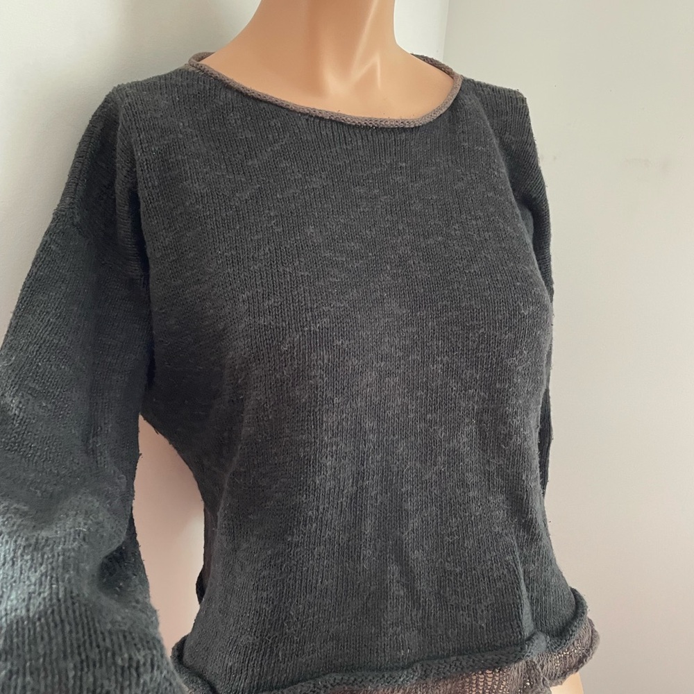 M Vintage AVOCA Irish knit with ruffle sweater linen cotton mix - Picture 5 of 6